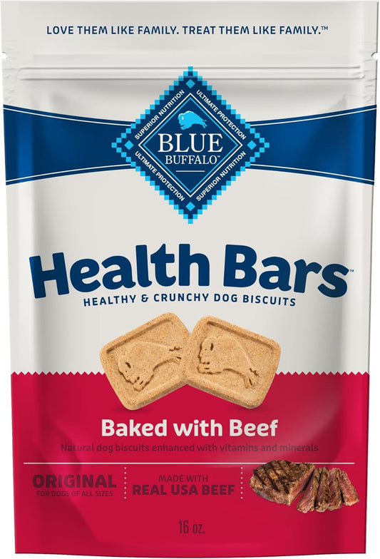 Deliciously Crunchy Beef Health Bars for Dogs - Oven-Baked Natural Treats in a 16-Oz Bag