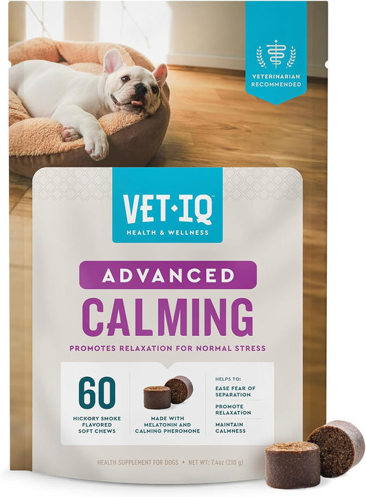 Advanced Calming Support Supplement for Dogs, Calming Chews Help Manage Stress and Promote Relaxation, Anxiety Relief for Dogs, Made in the USA, 60 Count
